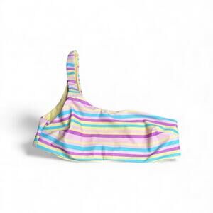 Cupshe Purple Yellow Striped One Shoulder Bandeau Bikini Top Size M